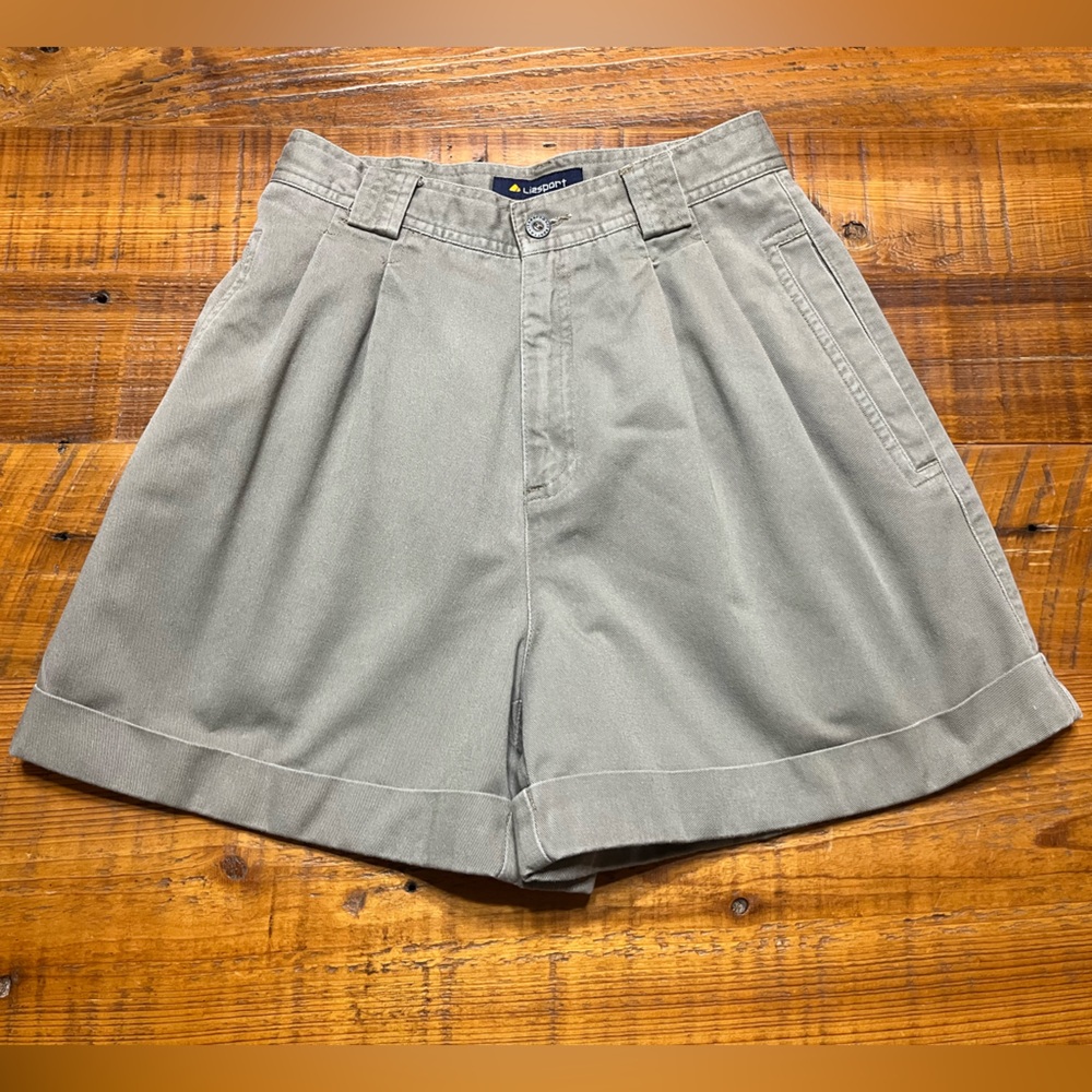 Tan High Waist Pleated Shorts